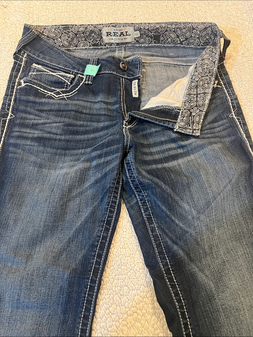 Ariat REAL DENIM Women's Boot Cut Jeans in Blue with Contrast Stitching